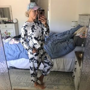 Black white tie dye loungewear set